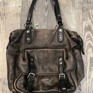 Frye tote purse, gray, moto style